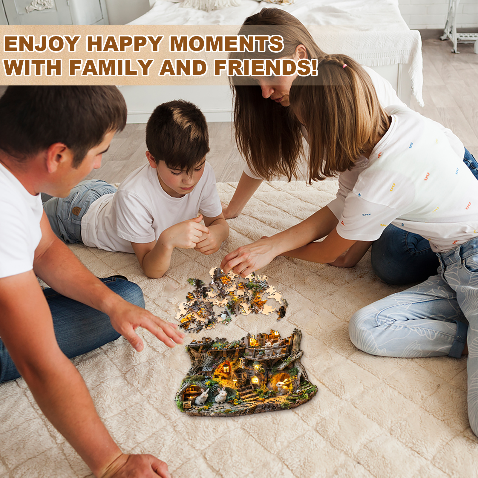 Wooden Jigsaw Puzzle – Rabbit's Tree House - Image 9