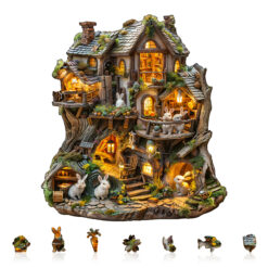 Alternative view of Wooden Jigsaw Puzzle – Rabbit's Tree House