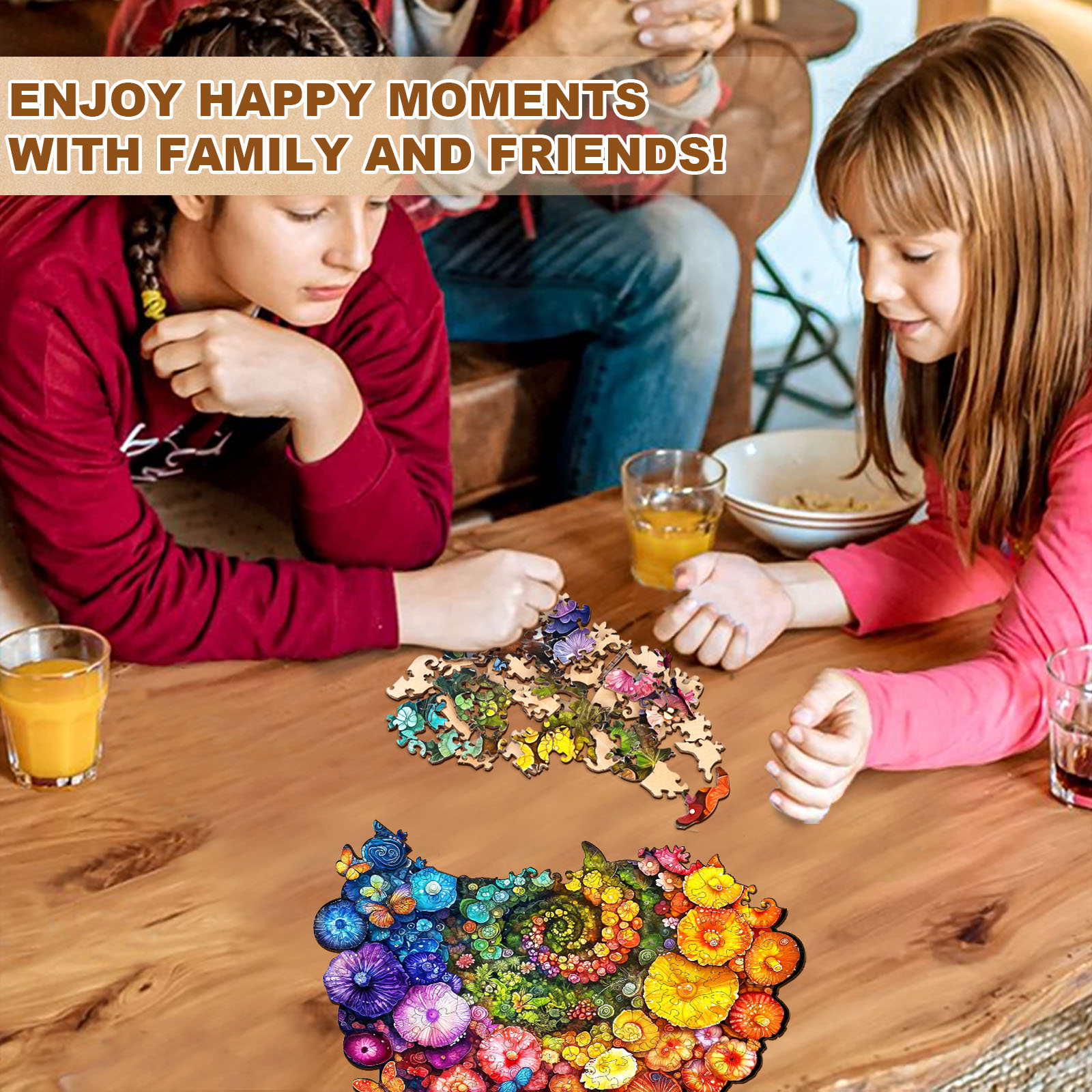 Wooden Jigsaw Puzzle – Rainbow vortex mushrooms - Image 8