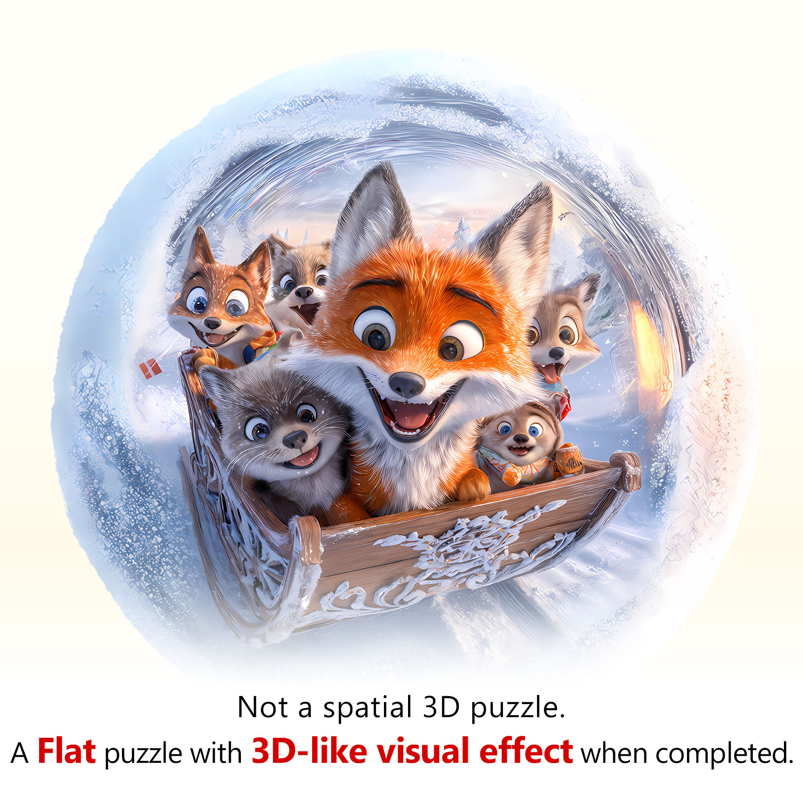 Wooden Jigsaw Puzzle – Sleigh fox - Image 3