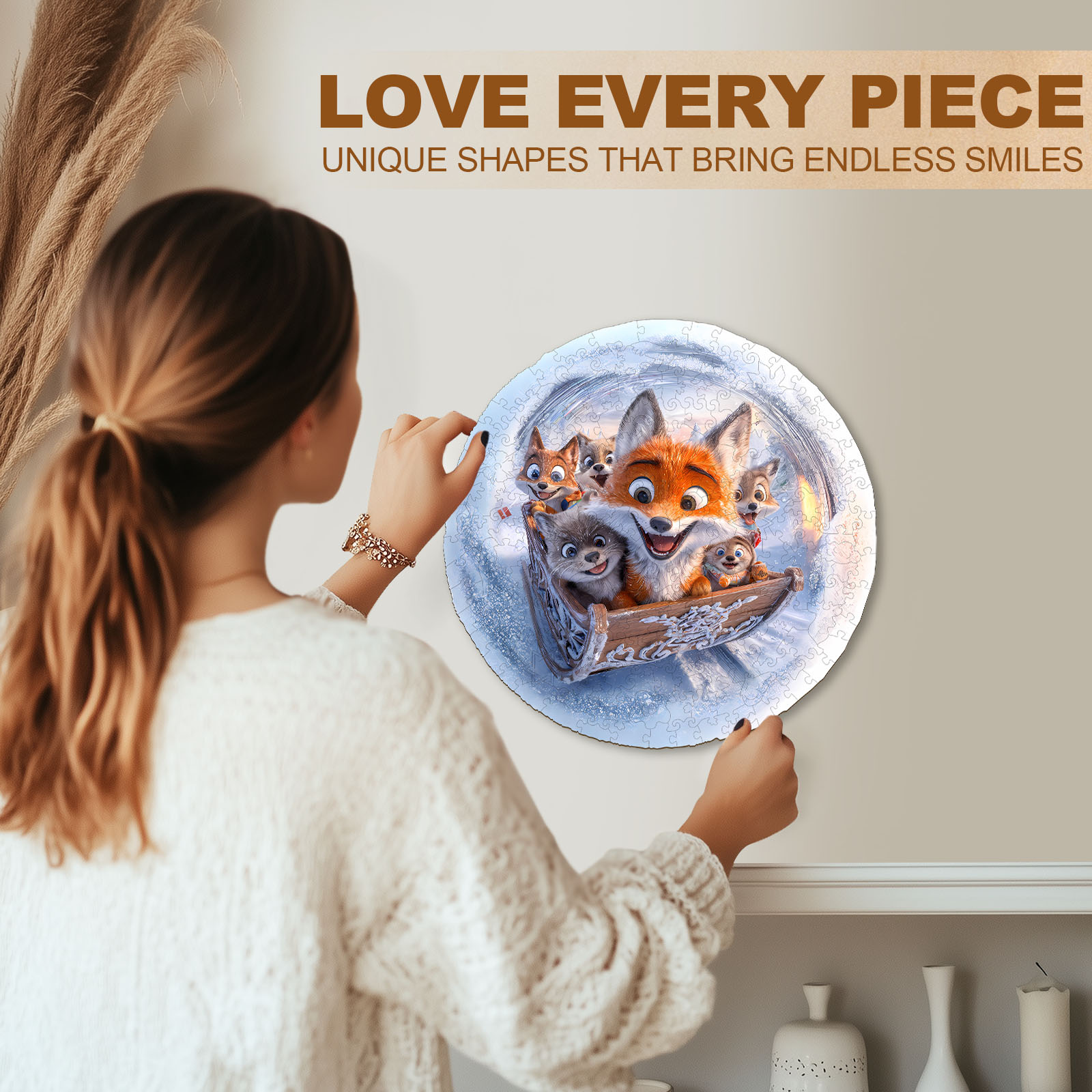 Wooden Jigsaw Puzzle – Sleigh fox - Image 11