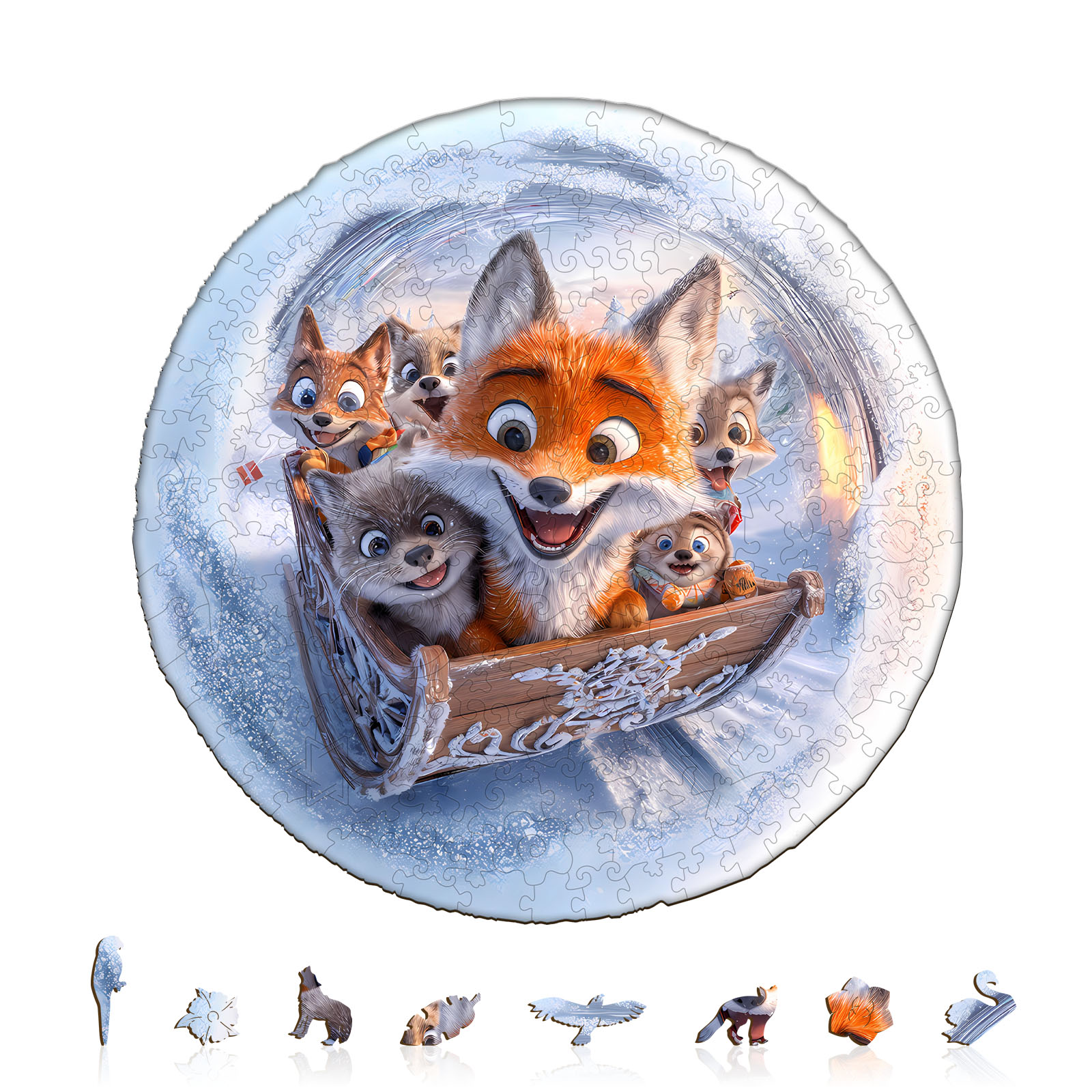 Wooden Jigsaw Puzzle – Sleigh fox - Image 2