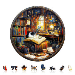 Alternative view of Wooden Jigsaw Puzzle – Whiskers Library-1