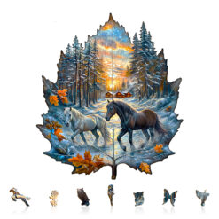 Alternative view of Wooden Jigsaw Puzzle – Winter of the stallion