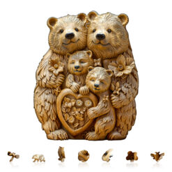 Alternative view of Wooden Jigsaw Puzzle – Woodcarve bear family