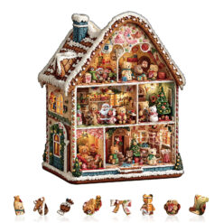 Alternative view of Wooden Jigsaw Puzzle – Bear's House - Christmas