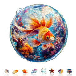 Alternative view of Wooden Jigsaw Puzzle –Bubble Goldfish