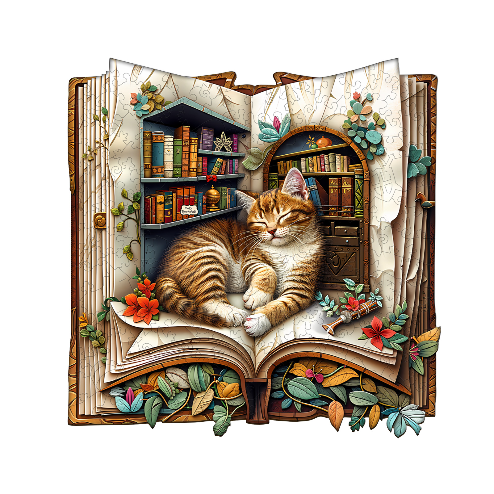 Wooden Jigsaw Puzzle –Cat in the book