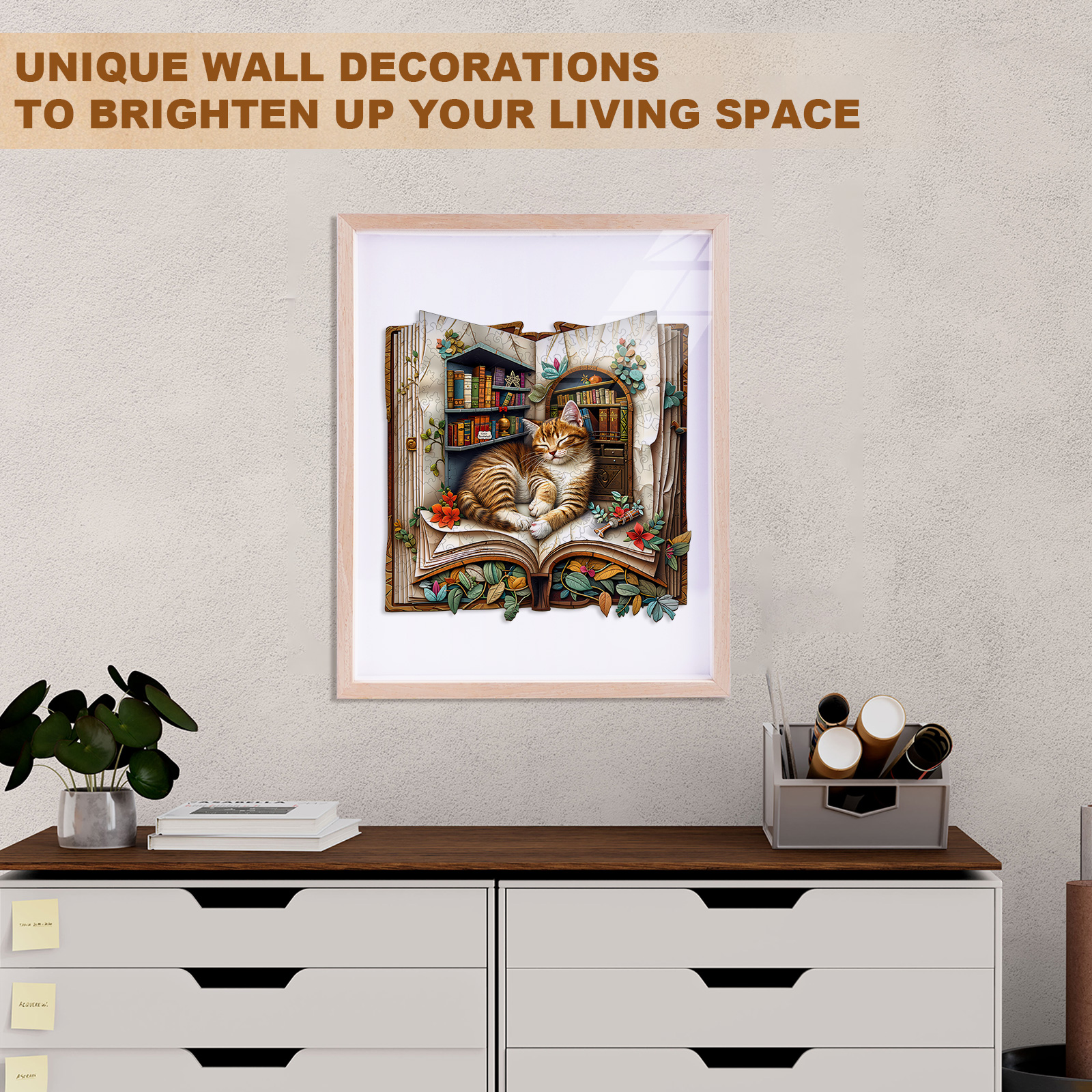 Wooden Jigsaw Puzzle –Cat in the book - Image 9
