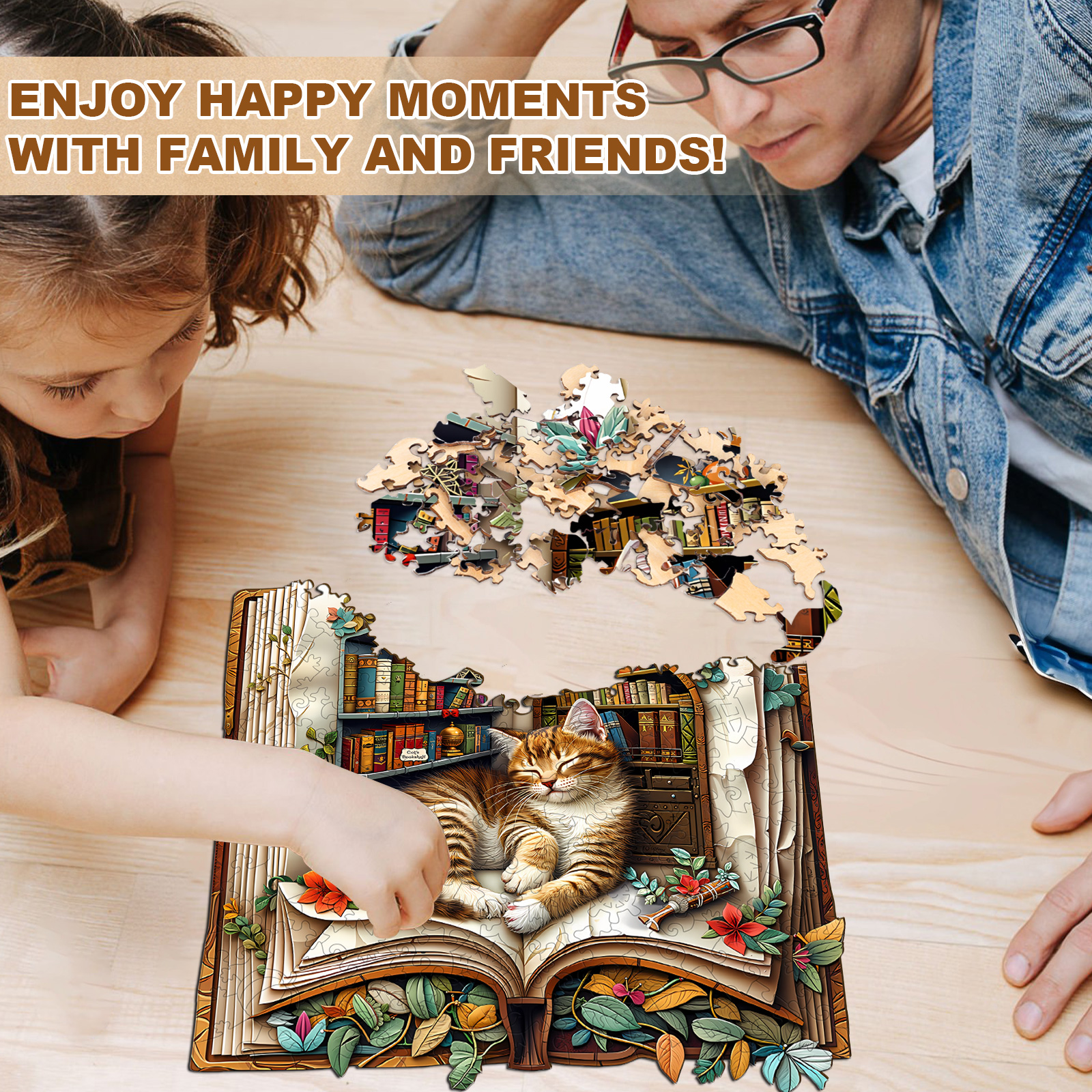 Wooden Jigsaw Puzzle –Cat in the book - Image 8