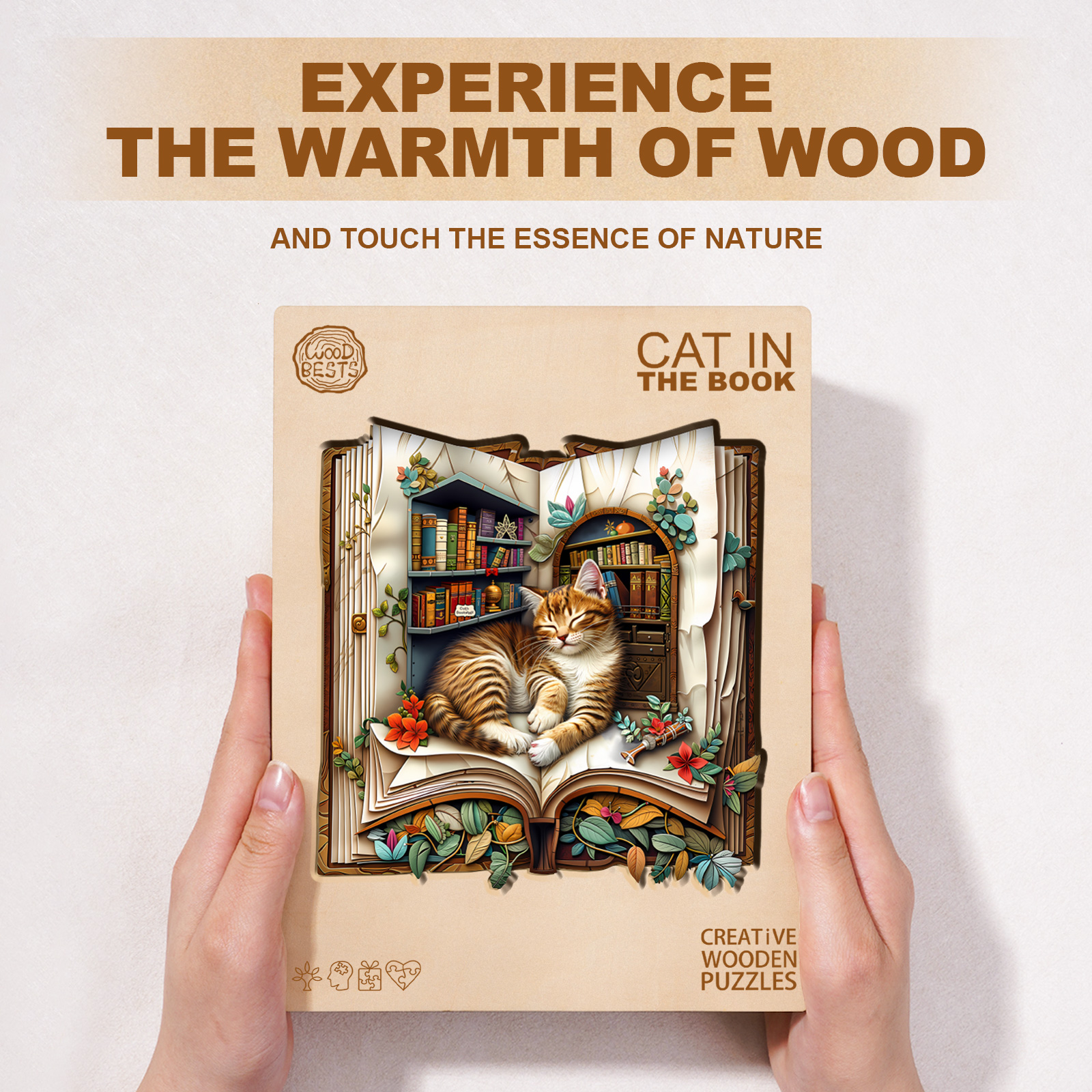 Wooden Jigsaw Puzzle –Cat in the book - Image 7