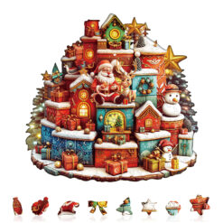 Alternative view of Wooden Jigsaw Puzzle – Christmas gift house