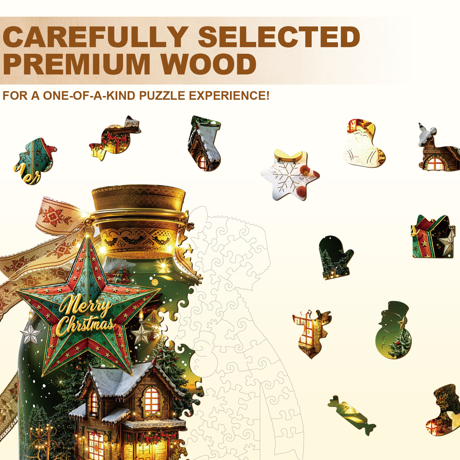 Wooden Jigsaw Puzzle – Christmas message in a bottle - Image 6