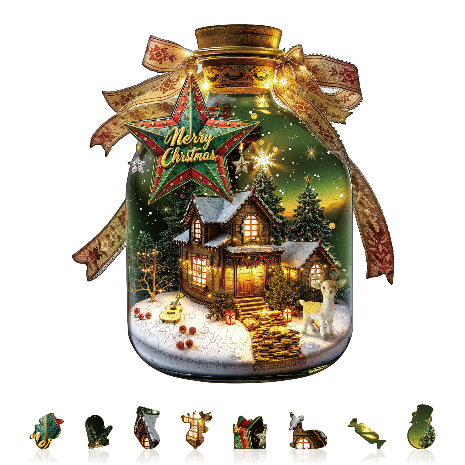 Wooden Jigsaw Puzzle – Christmas message in a bottle - Image 2