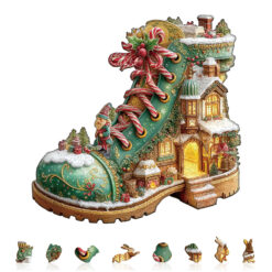 Alternative view of Wooden Jigsaw Puzzle – Christmas Snow Boot Hut