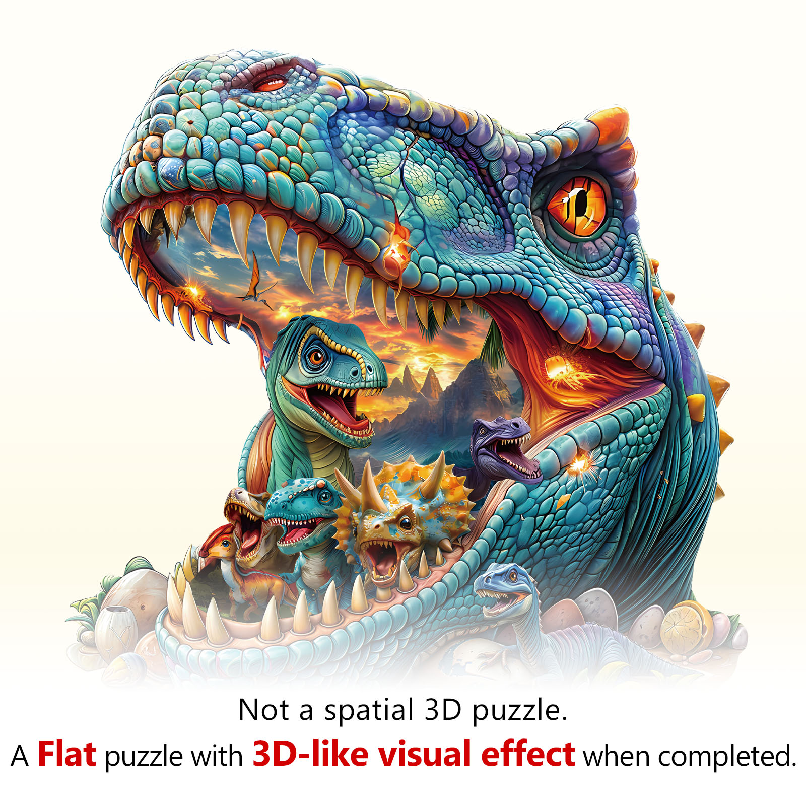 Wooden Jigsaw Puzzle – Fantasy Dinosaurs-2 - Image 3