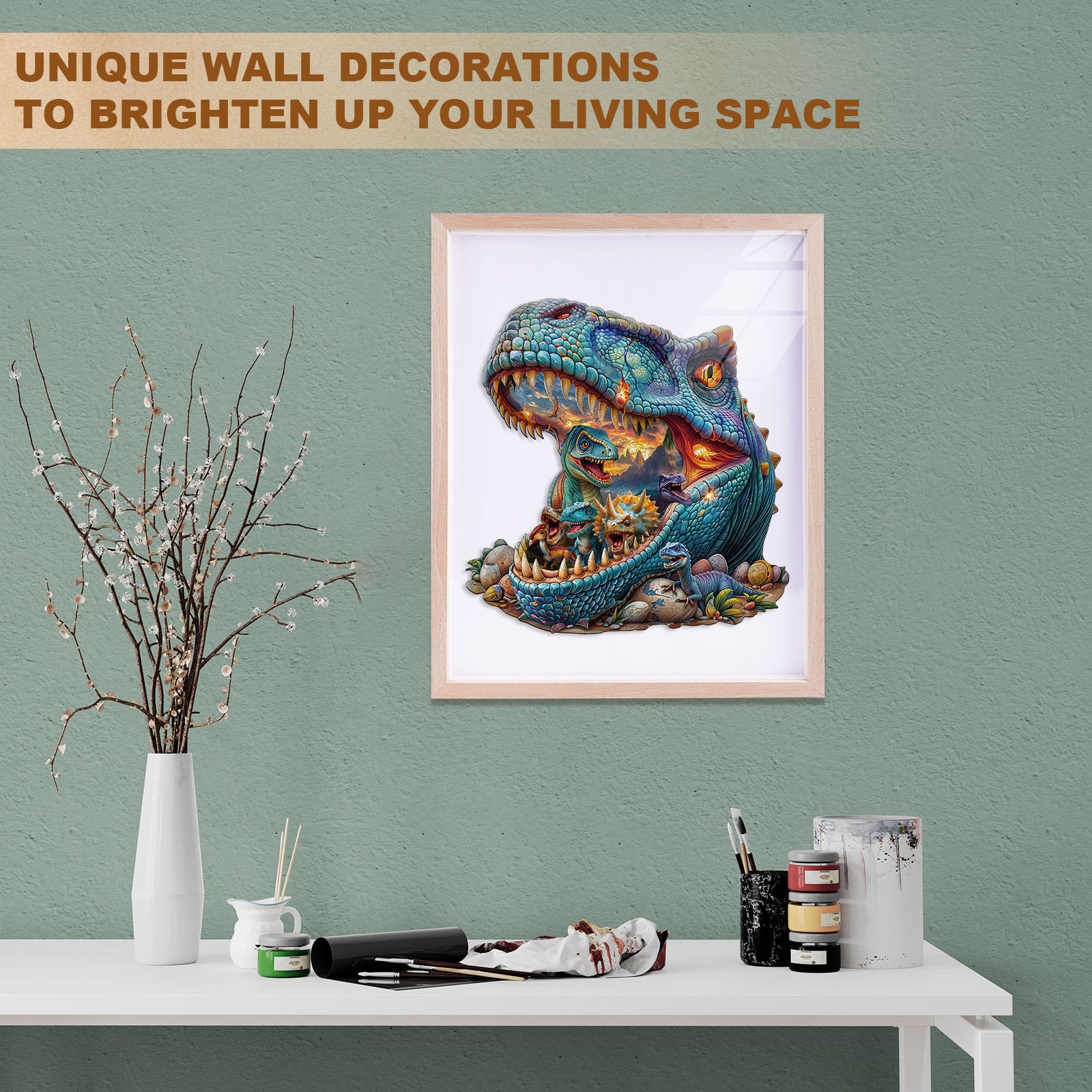 Wooden Jigsaw Puzzle – Fantasy Dinosaurs-2 - Image 9