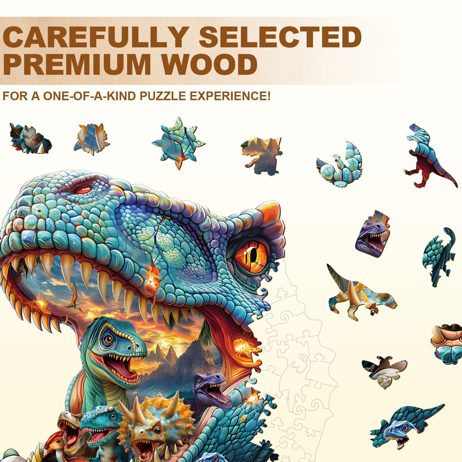 Wooden Jigsaw Puzzle – Fantasy Dinosaurs-2 - Image 6