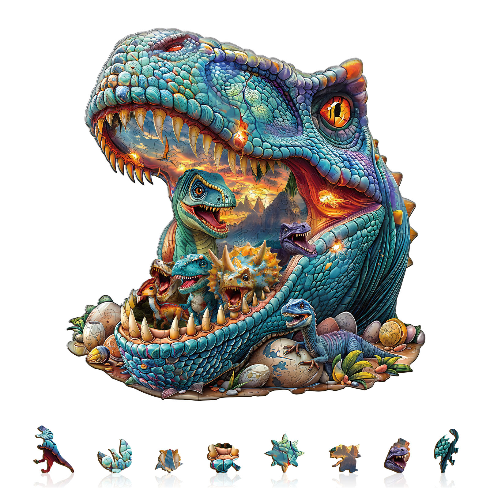 Wooden Jigsaw Puzzle – Fantasy Dinosaurs-2 - Image 2