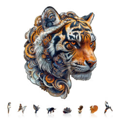 Alternative view of Wooden Jigsaw Puzzle –Golden mechanical tiger