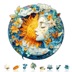 Alternative view of Wooden Jigsaw Puzzle –Moon sun and girl