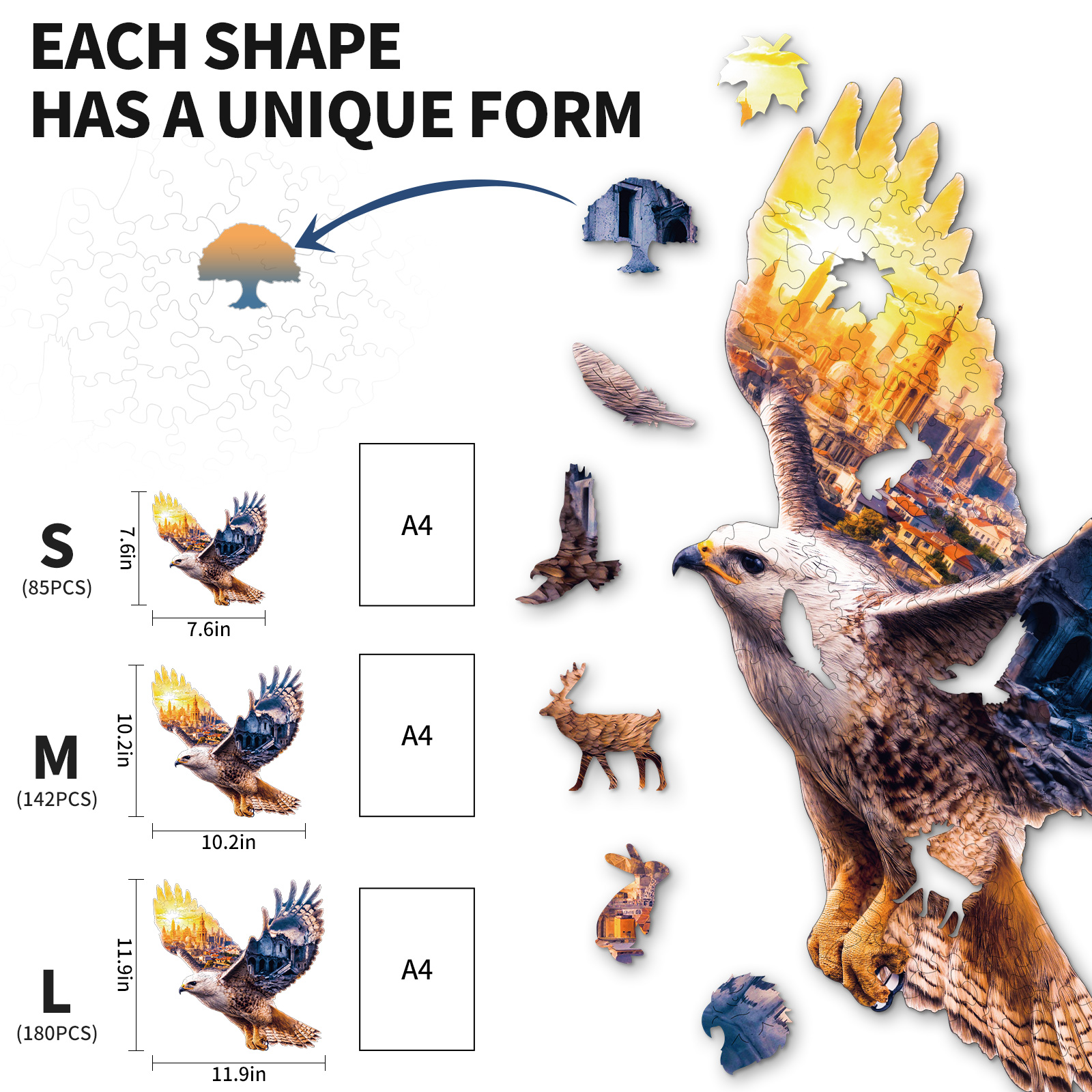 Wooden Jigsaw Puzzle – Mountain View Eagle - Image 7