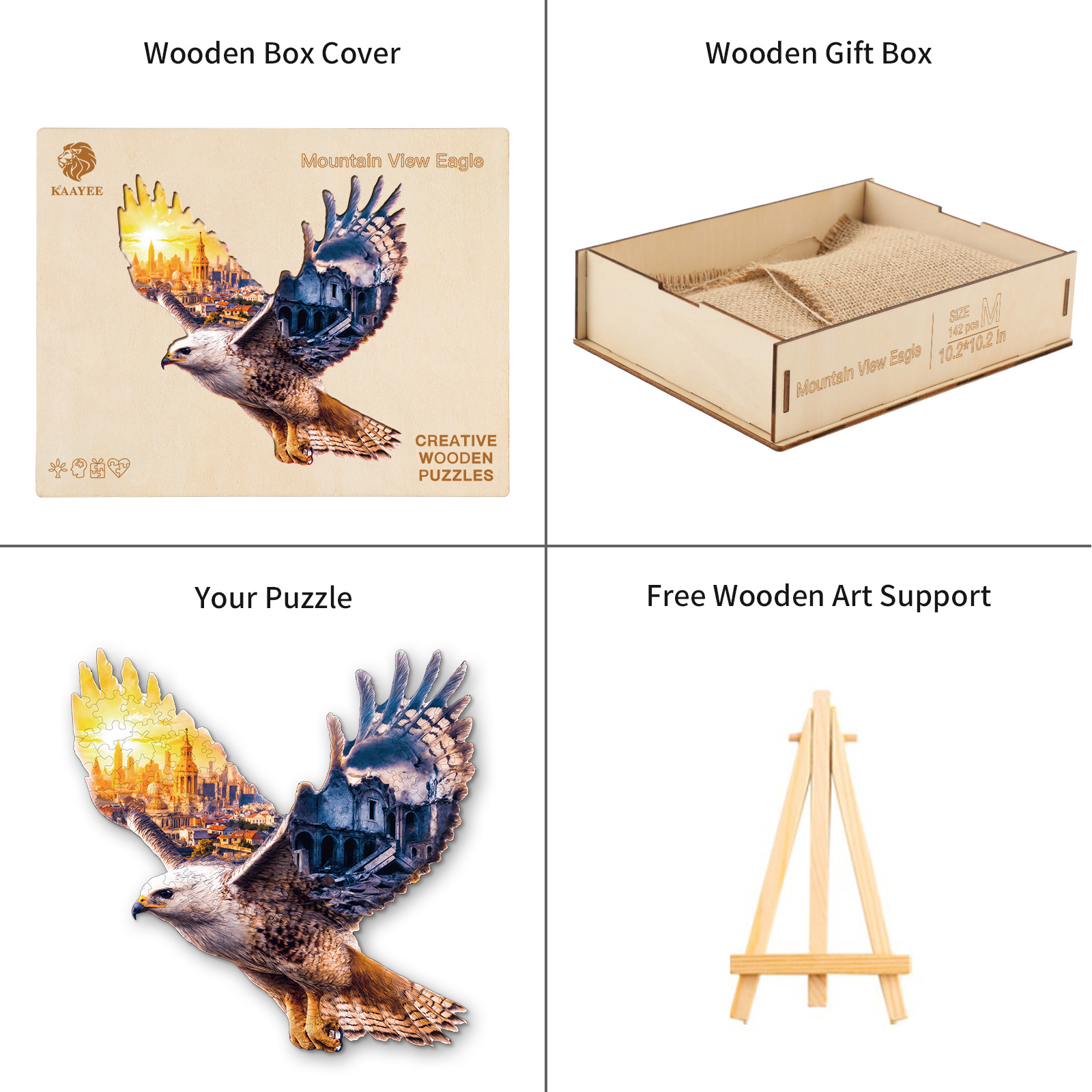 Wooden Jigsaw Puzzle – Mountain View Eagle - Image 3