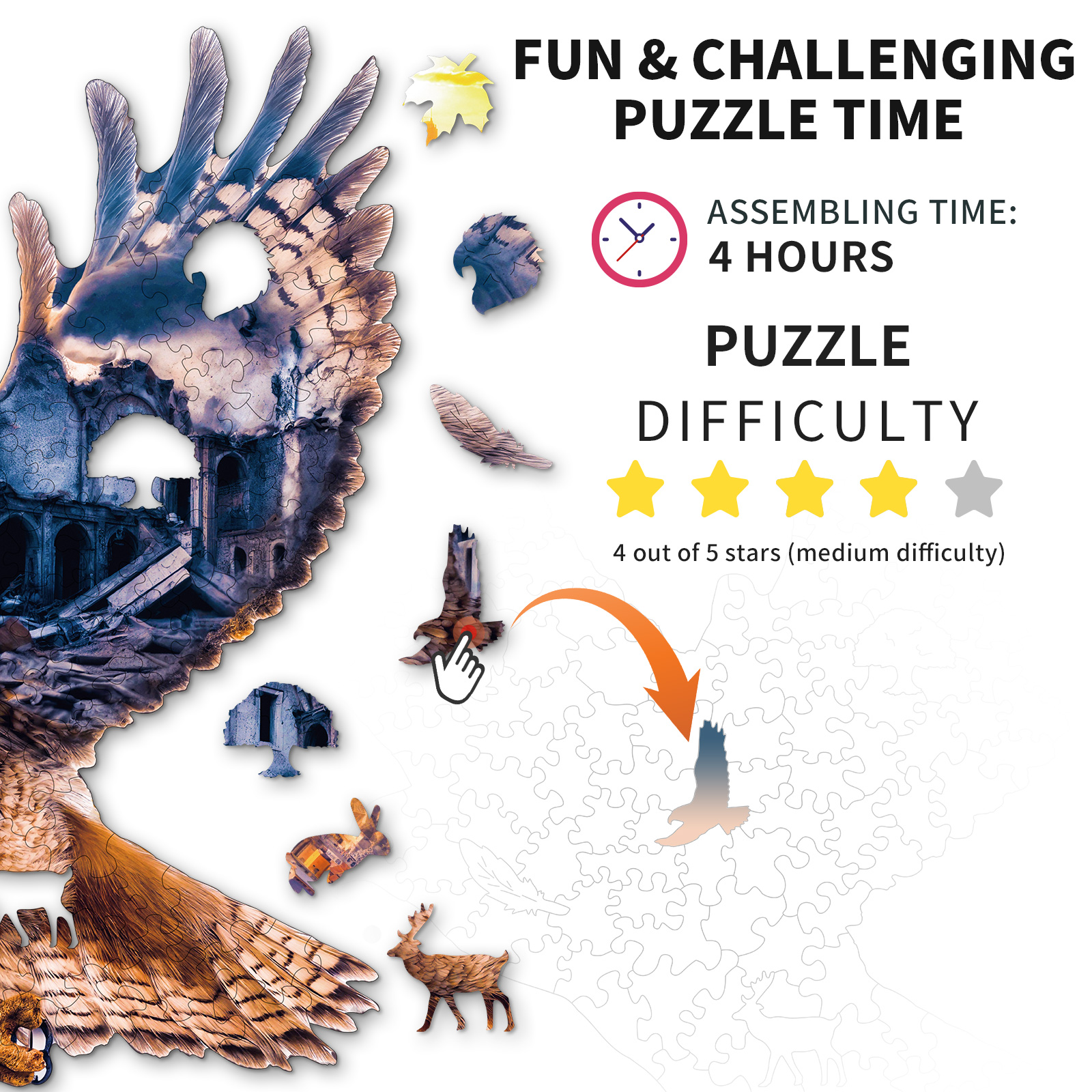 Wooden Jigsaw Puzzle – Mountain View Eagle - Image 5