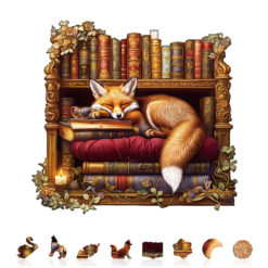 Alternative view of Wooden Jigsaw Puzzle –Sleep Library-Fox