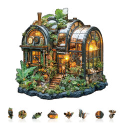 Alternative view of Wooden Jigsaw Puzzle – Steampunk greenhouse