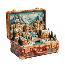 Wooden Jigsaw Puzzle – Suitcase Scenery-Christmas