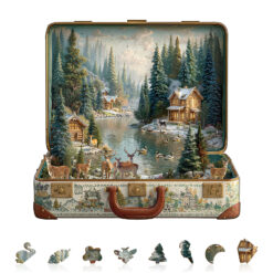 Alternative view of Wooden Jigsaw Puzzle – Suitcase scenery-Nordic forest