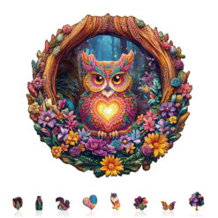 Alternative view of Wooden Jigsaw Puzzle – Loving Owl