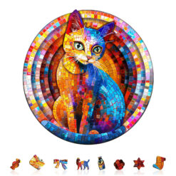 Alternative view of Wooden Jigsaw Puzzle – Pixel Kitty