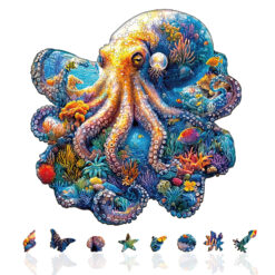 Alternative view of Wooden Jigsaw Puzzle – Underwater world-octopus